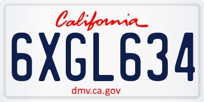 CA license plate 6XGL634