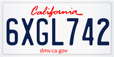CA license plate 6XGL742
