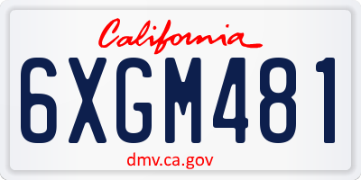 CA license plate 6XGM481