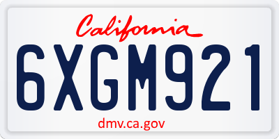 CA license plate 6XGM921