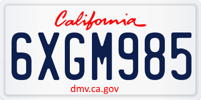 CA license plate 6XGM985