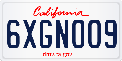 CA license plate 6XGN009