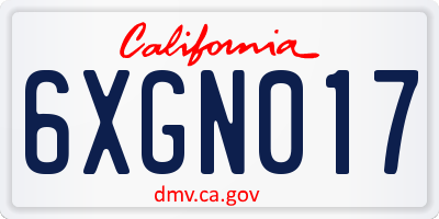 CA license plate 6XGN017