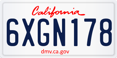 CA license plate 6XGN178