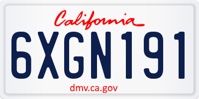 CA license plate 6XGN191