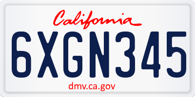 CA license plate 6XGN345