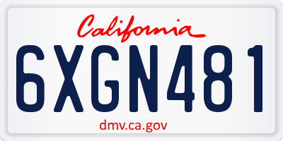 CA license plate 6XGN481