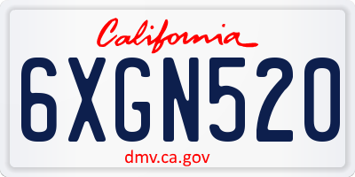 CA license plate 6XGN520