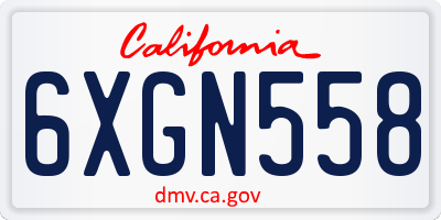 CA license plate 6XGN558
