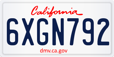 CA license plate 6XGN792