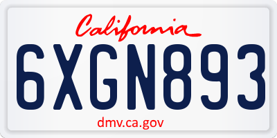 CA license plate 6XGN893