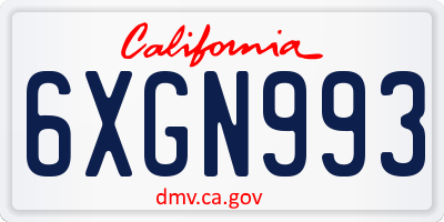 CA license plate 6XGN993