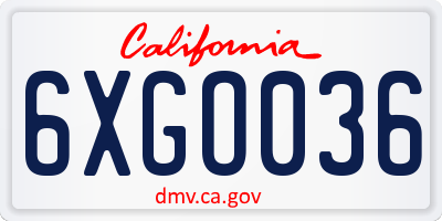 CA license plate 6XGO036