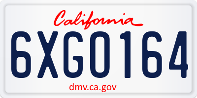 CA license plate 6XGO164