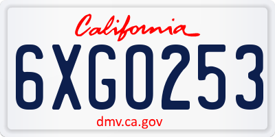 CA license plate 6XGO253