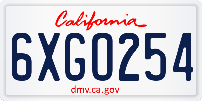 CA license plate 6XGO254