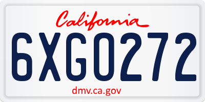 CA license plate 6XGO272