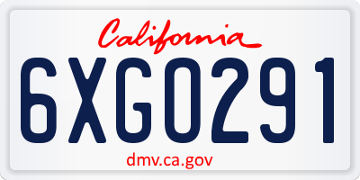 CA license plate 6XGO291