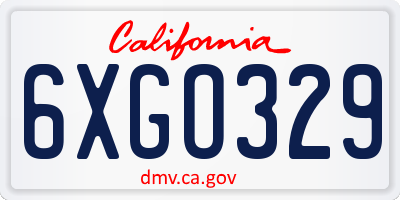 CA license plate 6XGO329