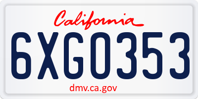CA license plate 6XGO353