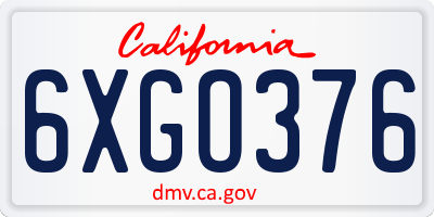 CA license plate 6XGO376