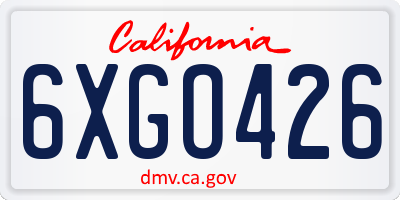 CA license plate 6XGO426