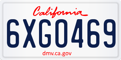 CA license plate 6XGO469