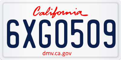 CA license plate 6XGO509