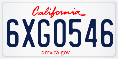 CA license plate 6XGO546