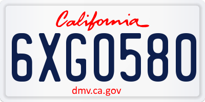 CA license plate 6XGO580