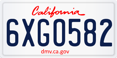 CA license plate 6XGO582