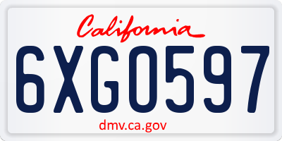 CA license plate 6XGO597