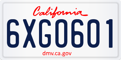 CA license plate 6XGO601