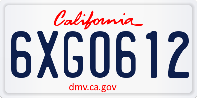 CA license plate 6XGO612