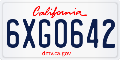 CA license plate 6XGO642