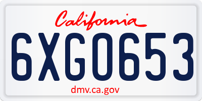 CA license plate 6XGO653