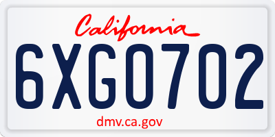 CA license plate 6XGO702