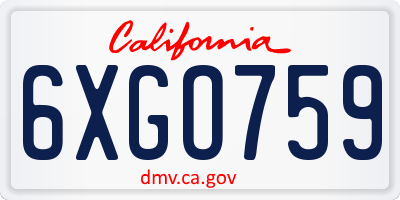 CA license plate 6XGO759