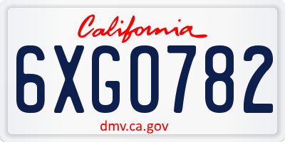 CA license plate 6XGO782