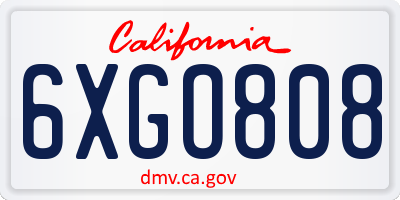 CA license plate 6XGO808