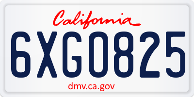 CA license plate 6XGO825