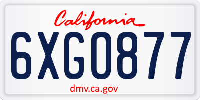 CA license plate 6XGO877