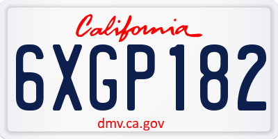 CA license plate 6XGP182