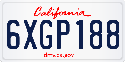 CA license plate 6XGP188