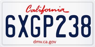 CA license plate 6XGP238
