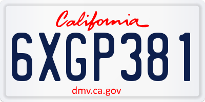 CA license plate 6XGP381