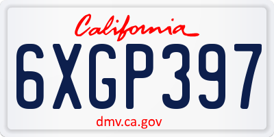 CA license plate 6XGP397