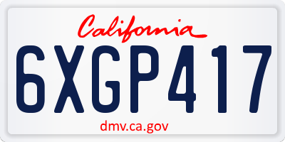 CA license plate 6XGP417