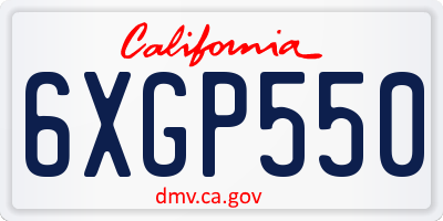 CA license plate 6XGP550