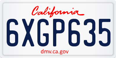 CA license plate 6XGP635